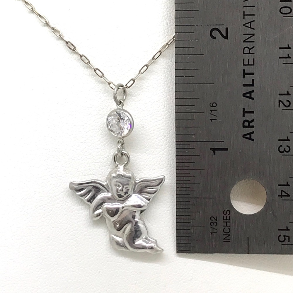 NWT SS guardian angel and crystal dangle necklace - Picture 3 of 7